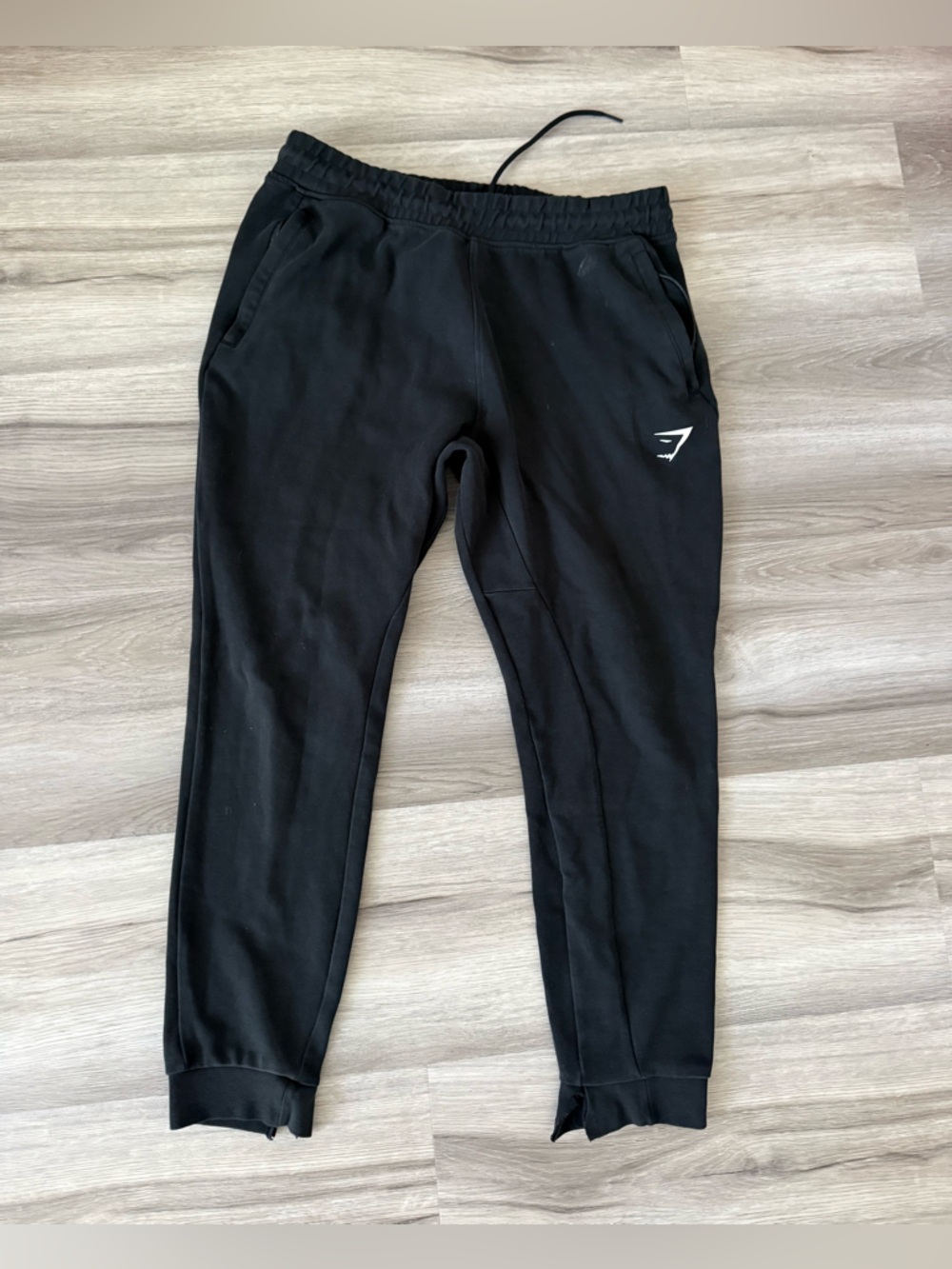 Gymshark Black Drawstring Joggers with White Label